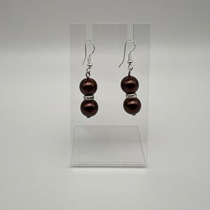 Elegant Brown Pearl Drop Earrings